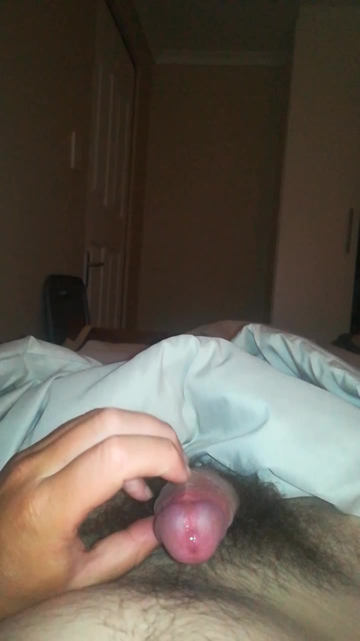 Rubbing my uncircumcised glans until I cum.