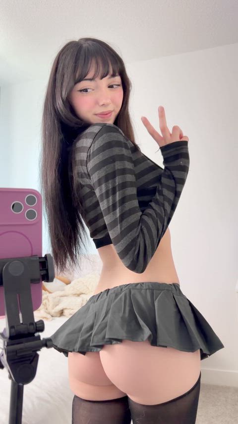 Amateur Asian Ass Cute Goth Petite Skirt Teen Tight Ass Upskirt Porn GIF by miamiaof