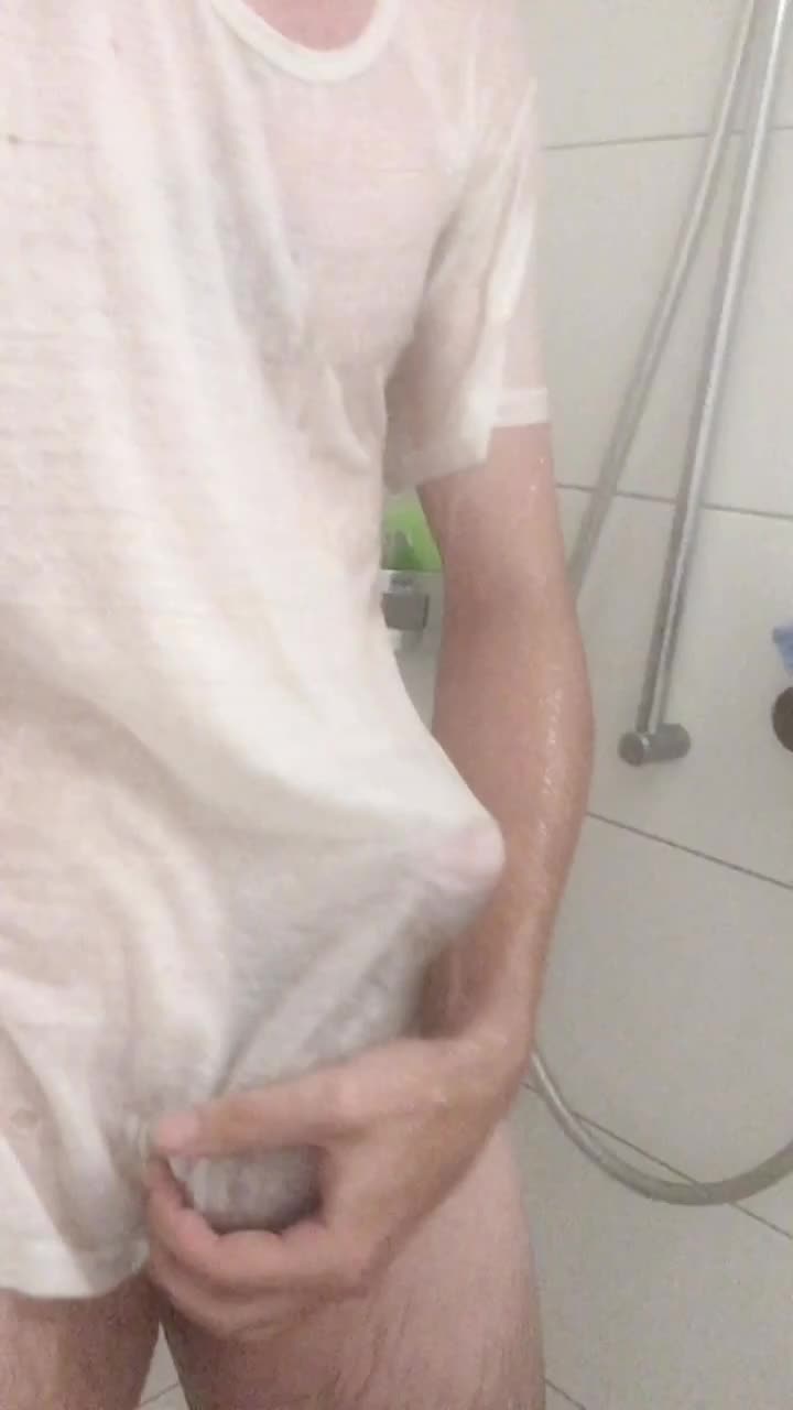 wet white shirts are a great look for men too!