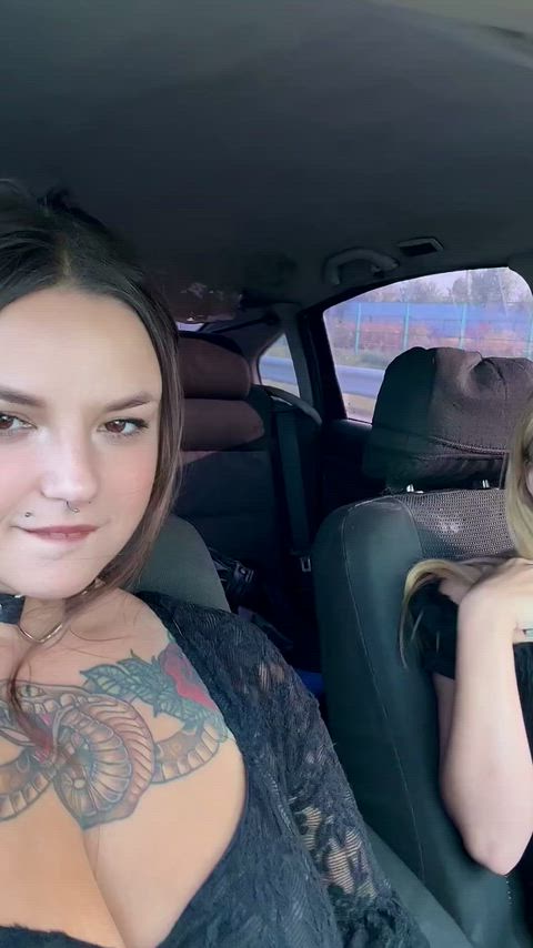 Sucking her tits while she's driving is the best reward for her [r/titssucking]