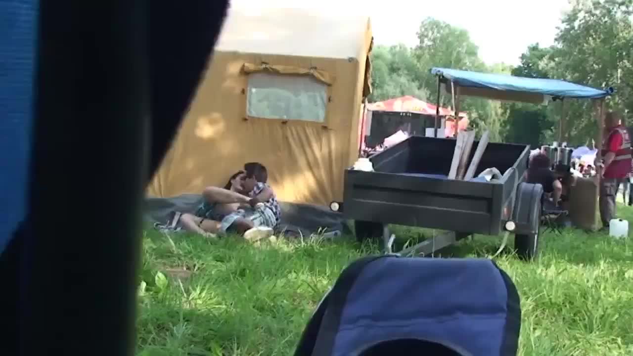 Outdoor festival amateur couple have sex secret cam