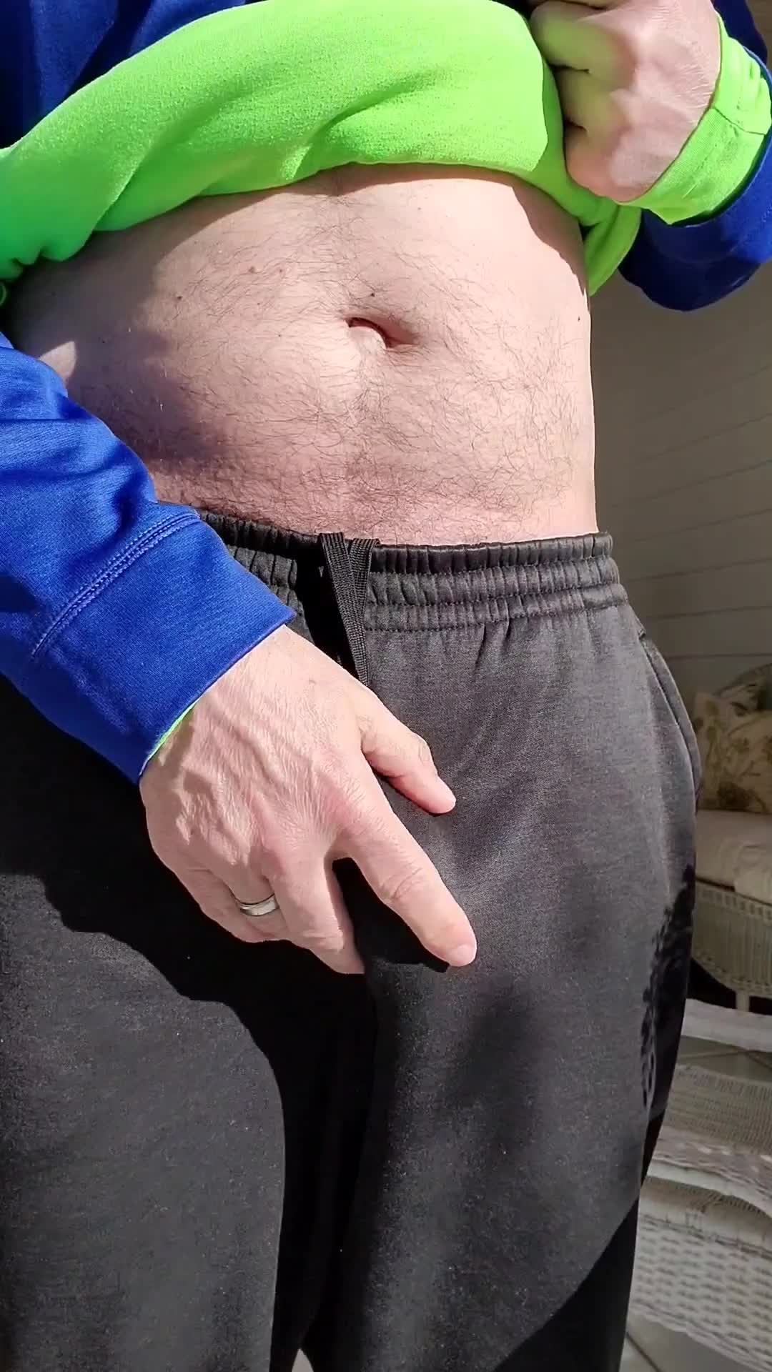 Sweats allow quick drops for cock flops