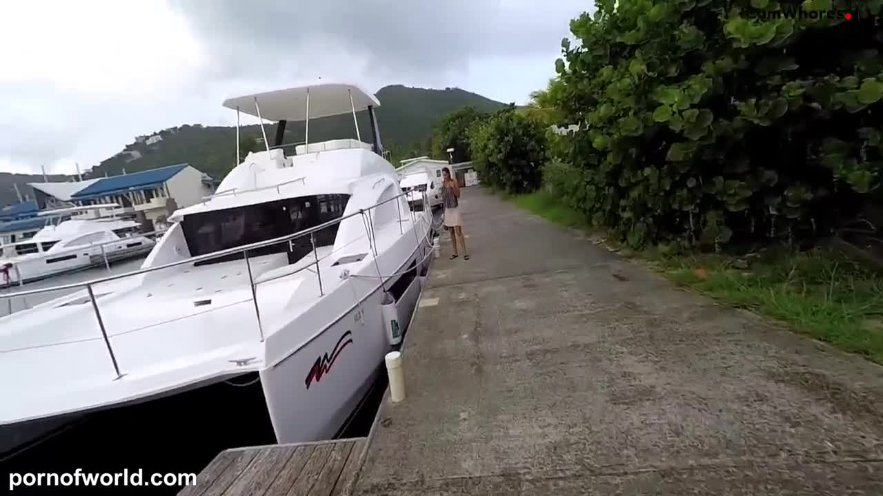 Blowjob near the yacht in the rain