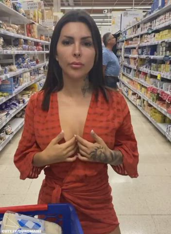Amateur Boobs Brunette Exhibitionist Flashing Public Tits Titty Drop Porn GIF by duromami