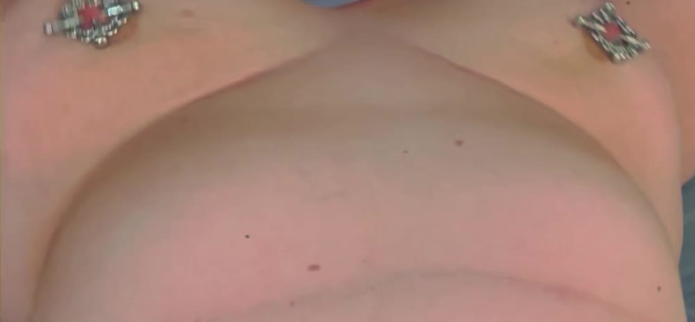 new nipple clamps on my big natural boobs