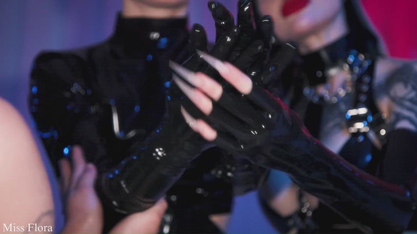 Lesbian Latex Boot & Foot Worship & Hand Spanking - Femdom Threesome with Nova & Sofi