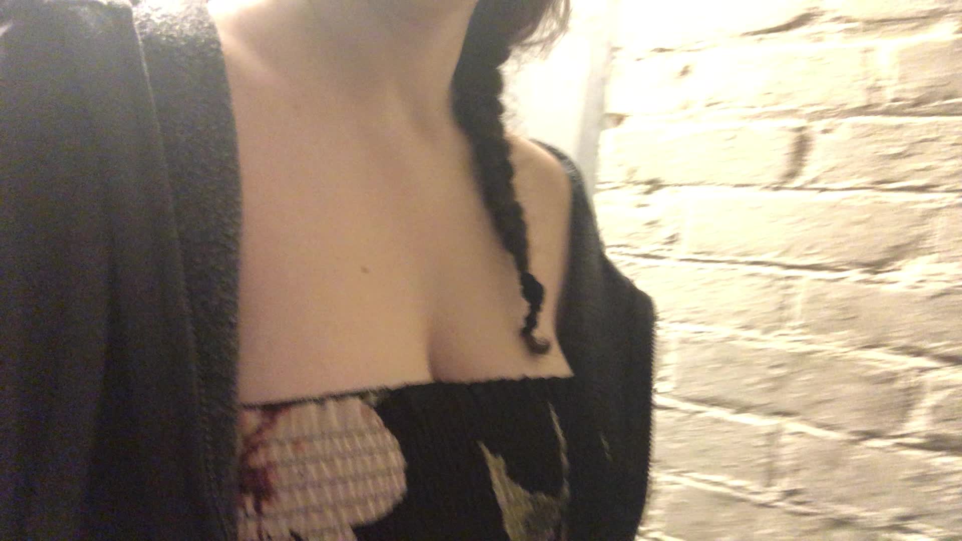 Letting my boobs pop out with my neighbor just around the corner