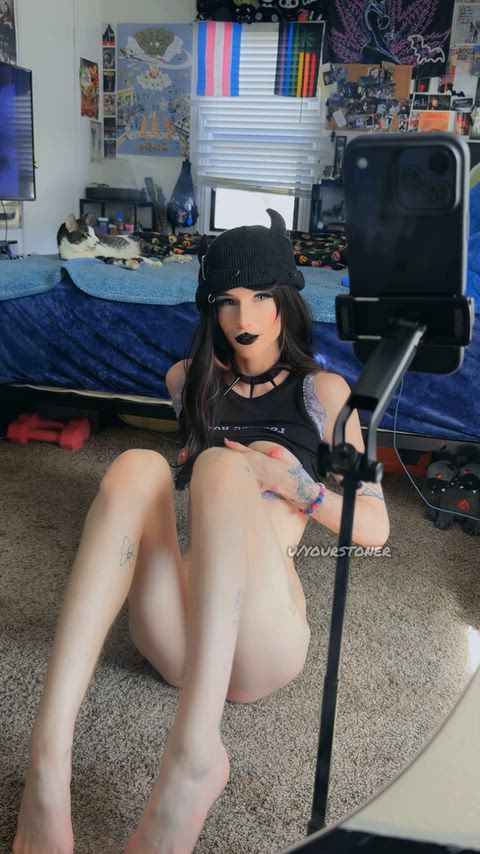 Alt Alternative Findom Goth Hairy Pussy PetitTits Petite Pussy Lips Skinny Small Tits Porn GIF by therealfeetiecutie