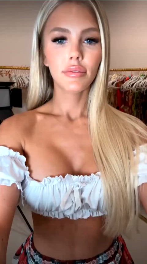 Amateur Big Ass Big Tits Blonde Blue Eyes Fake Tits Homemade Lingerie Pussy Strip Porn GIF by populardick