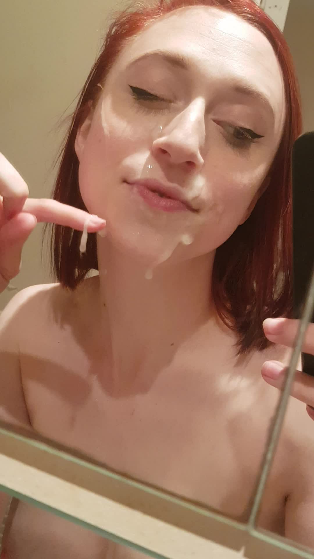 Facial after being face fucked in the bathroom 💦