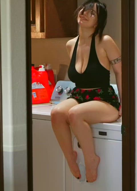 Amateur Brunette Cute Dry Hump Homemade Humping Laundry Room Masturbating Solo Teen Porn GIF by populardick