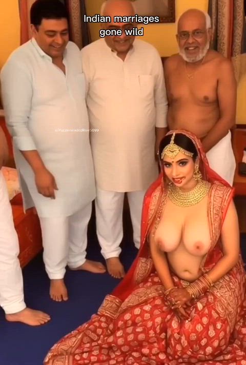 Guests having fun with indian brides boobs