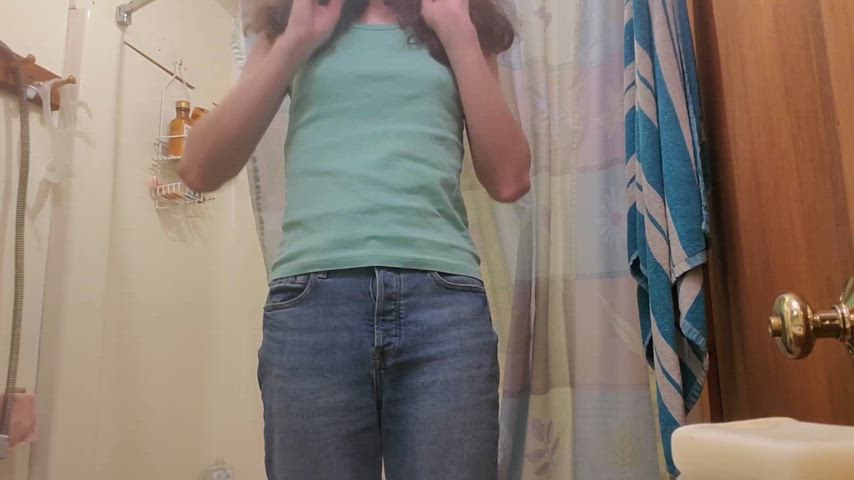 look at my cute nipples while i pee!