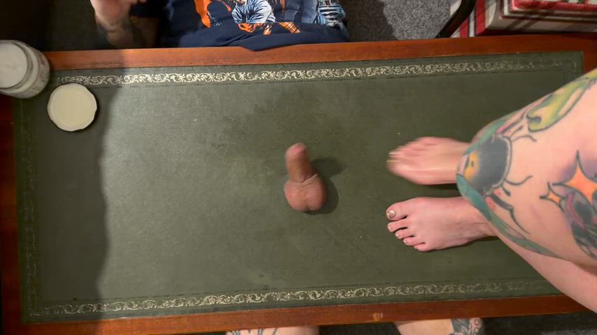 His first trampling table Footjob