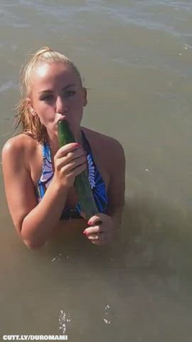 Anal Beach Masturbating Object Insertion Outdoor Petite Public Teen Porn GIF by duromami