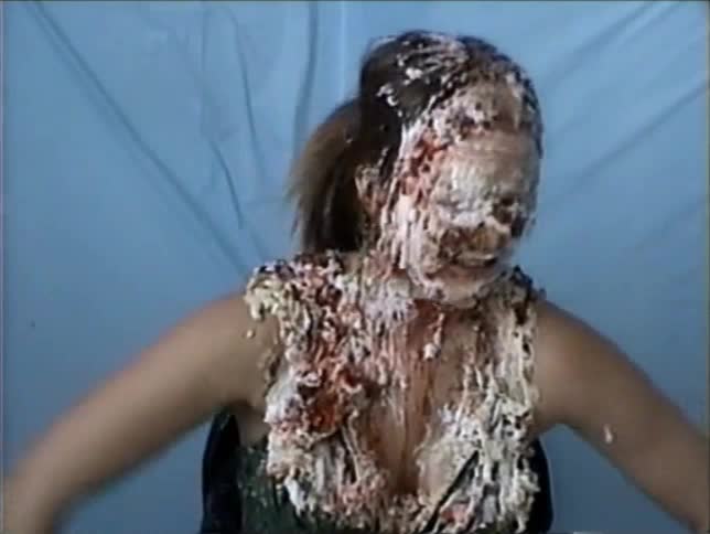 Cute girl chats with the producer about her first pie experience after the scene ends