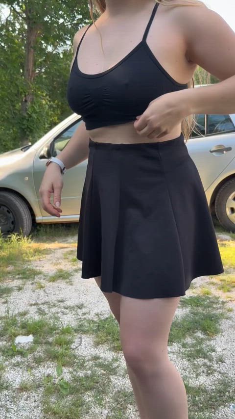 I changed into a seethru bodysuit in a parking lot