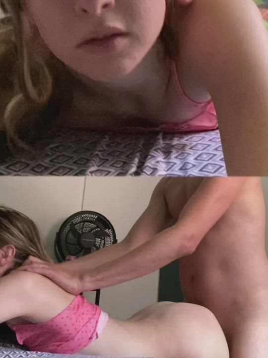 Watching her come from two angles!