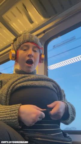 Amateur Big Tits Boobs Chubby Exhibitionist Flashing Natural Tits Nipple Piercing Public Teen Porn GIF by duromami