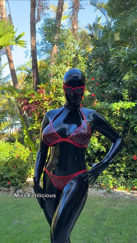 Big Tits Catsuit Fetish Kinky Latex Latex Gloves Mask OnlyFans Rubber Solo Porn GIF by missfetilicious