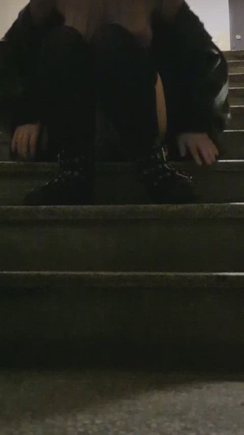 Almost caught masturbating on the stairs