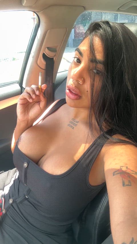 Do you want to suck my tits while I smoke?