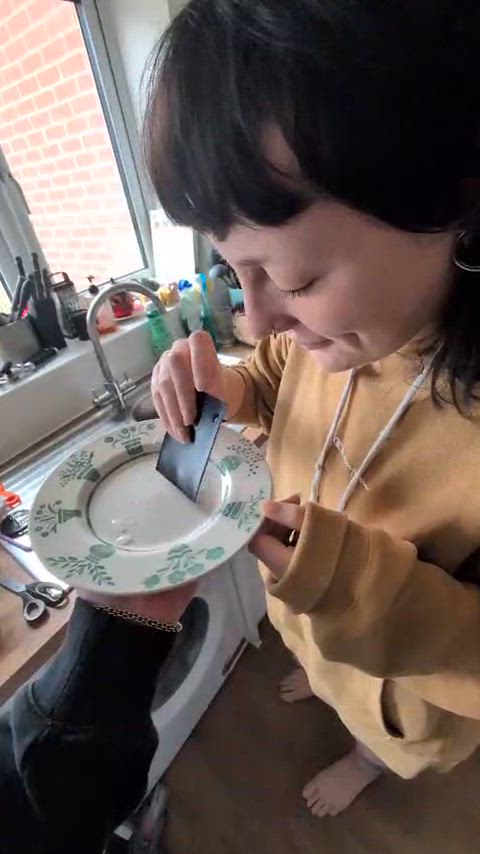 Sniffing a line of his cum