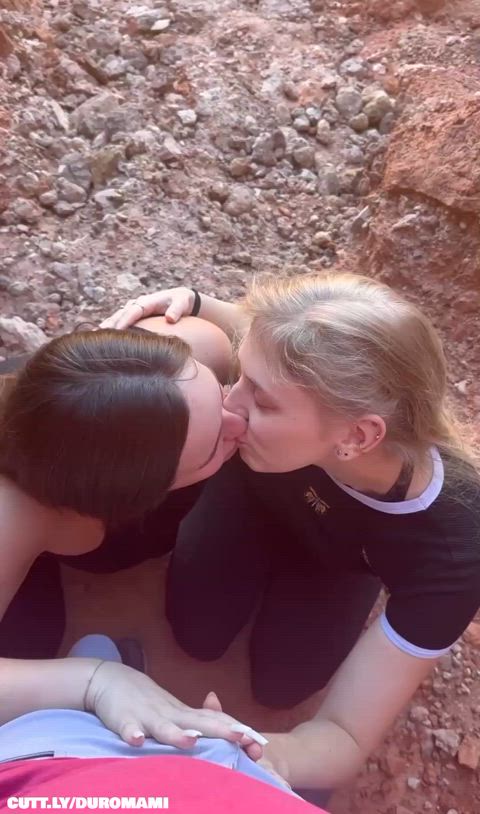 Amateur Blowjob Cumshot Deepthroat Kiss Kissing Lesbian Outdoor Teen Threesome Porn GIF by duromami