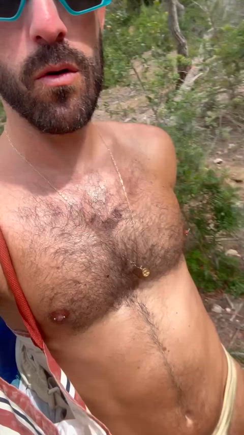 Cruising by the beach and all the guys flocked over to get a taste of my hole and dick