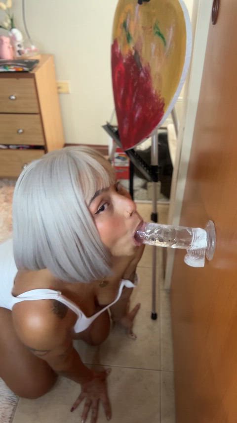 Just me, my dildo & a very eager mouth