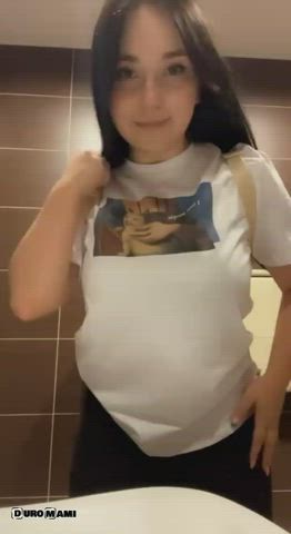 Amateur Bathroom Big Tits Boobs Exposed Flashing Public Teen Tits Porn GIF by duromami
