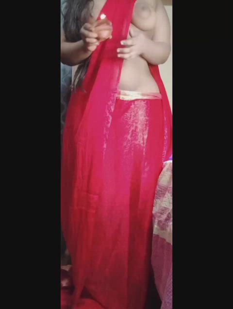 Happy Diwali! 🎇🪔Trying to keep it corporate… but this saree clearly has other plans tonight...(hotwife)