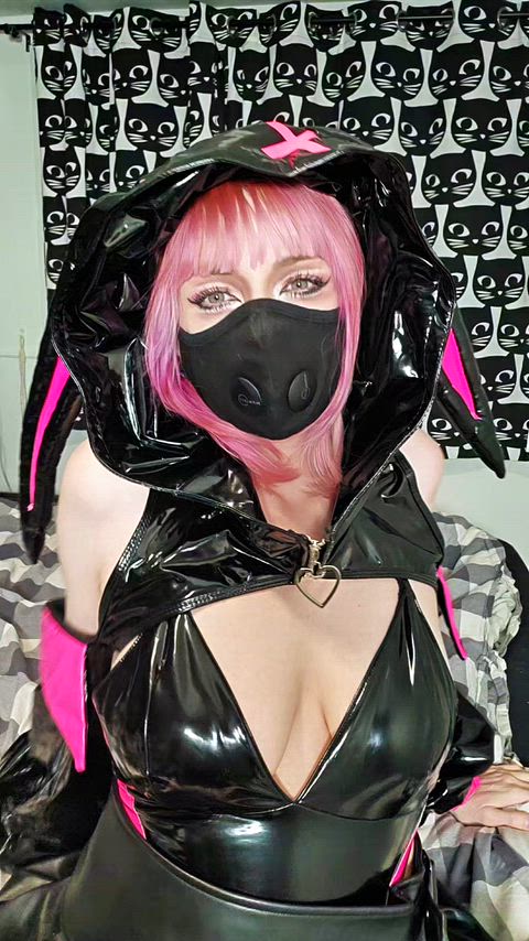 Finally got my cyber bunny costume on. Now, you just look right into my eyes and let me take care of the rest 😈 thumbnail