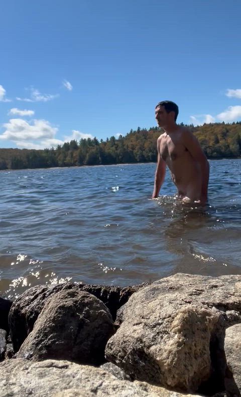 Cold swim in the lake- beach was more rock than sand