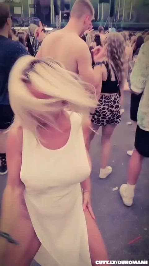 Amateur Big Tits Boobs Dancing Dress Festival MILF Mature Public Porn GIF by duromami
