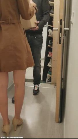 Amateur Blowjob Cum On Ass Cumshot Delivery Exhibitionist Public Standing Doggy Stranger Porn GIF by duromami