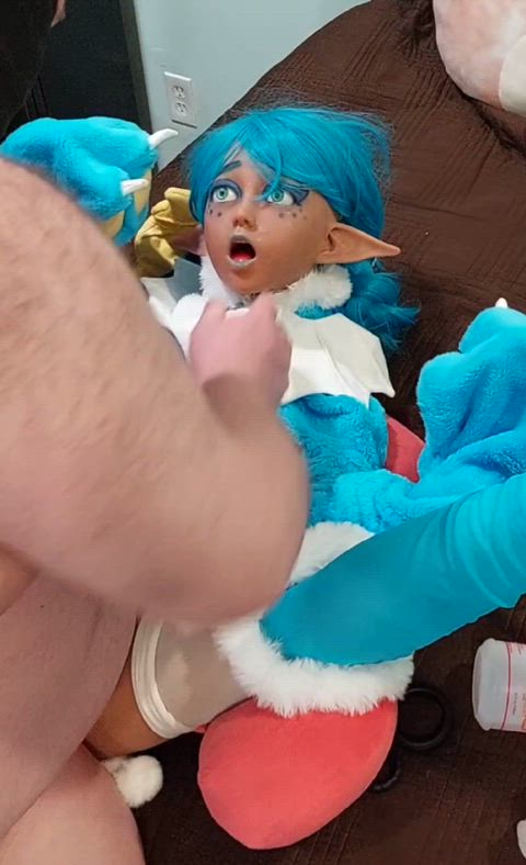 Playing with all of Tibby's holes while I pound her pussy.