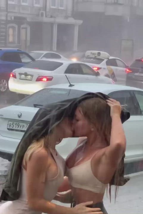 Kissing in the rain