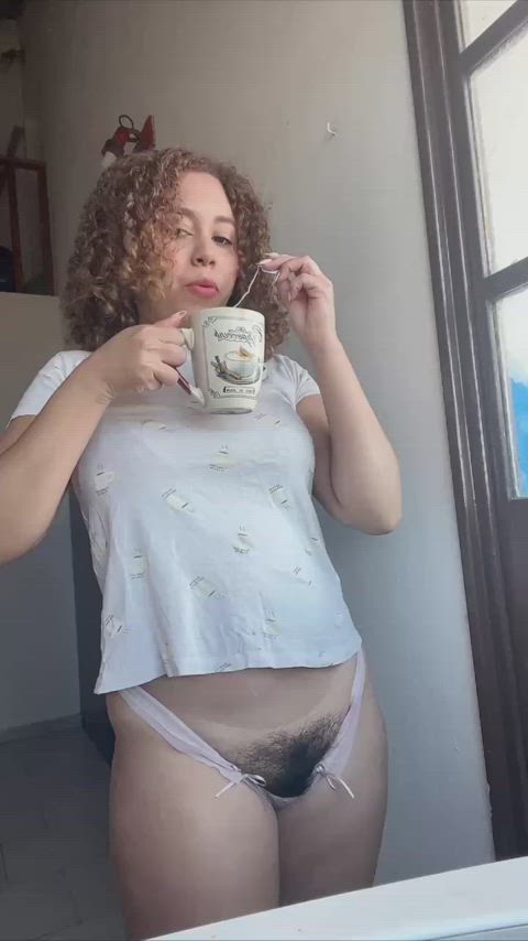 I like to drink tea while showing off my bush