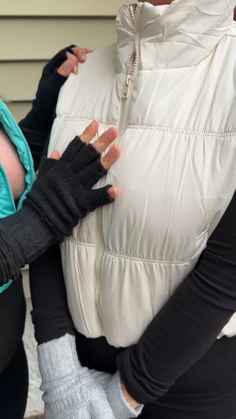 Let’s get my besties big tits out of this vest