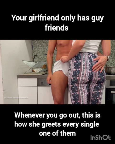 No problem with your gf saying hello to her friends