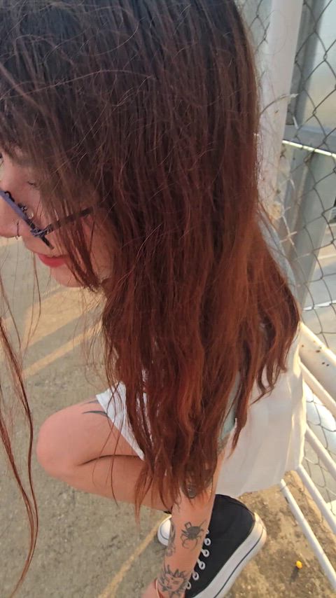 Bendy girl with a thong hair tie