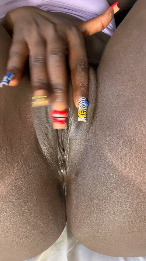 Pulling my lips apart so you can see everything