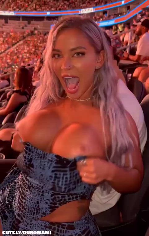 Big Tits Blonde Exhibitionist Flashing Public Sport Titty Drop Trashy Trashy Boners Porn GIF by duromami