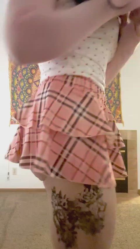 Sliding down my panties in a short skirt is humiliating :<3
