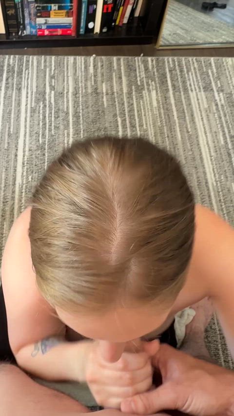 Amateur Blonde Blowjob Boobs Cum Cumshot Facial Homemade NSFW Porn GIF by deedeebabbii