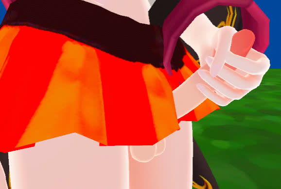 Skirt handjob
