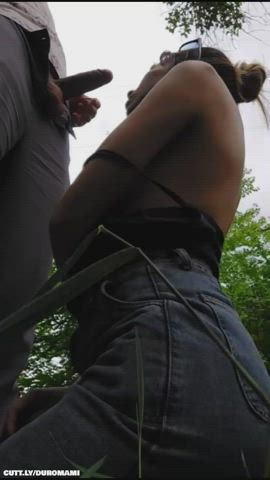 Amateur Blowjob Boobs Cum Cumshot Outdoor Public Real Couple Standing Doggy Porn GIF by duromami