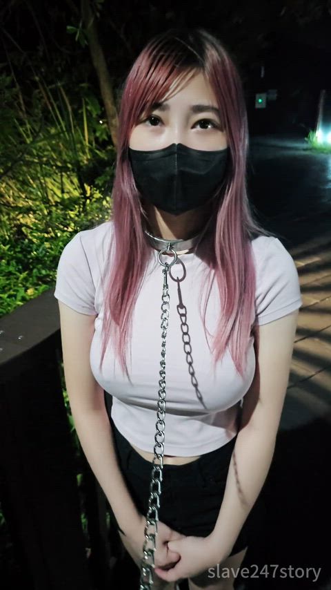 Chained and ordered to expose my breasts