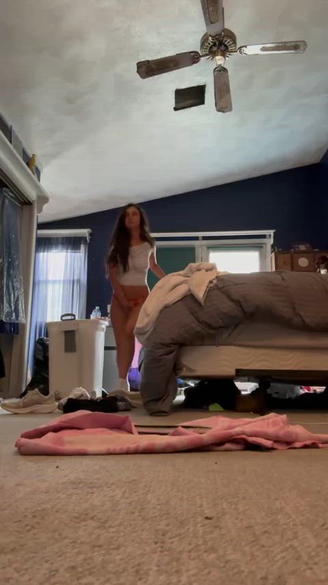 Desperate 18 year old Sienna pissing into the carpet
